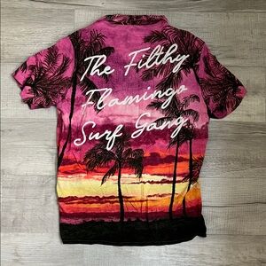 Duvin Tropical Sunset Button up Cabana shirt Medium